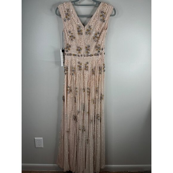 MAC DUGGAL 93575 Embellished Blush Wrap Over Sleeves A Line Gown Dress Size 2 - Picture 5 of 15